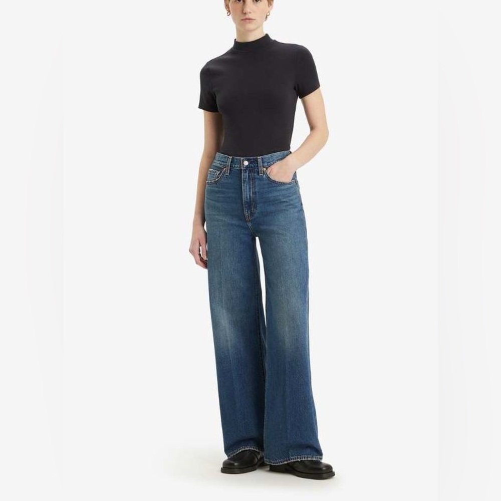 Levi's Blue Ribcage Wide Leg Jeans sz 30 TALL